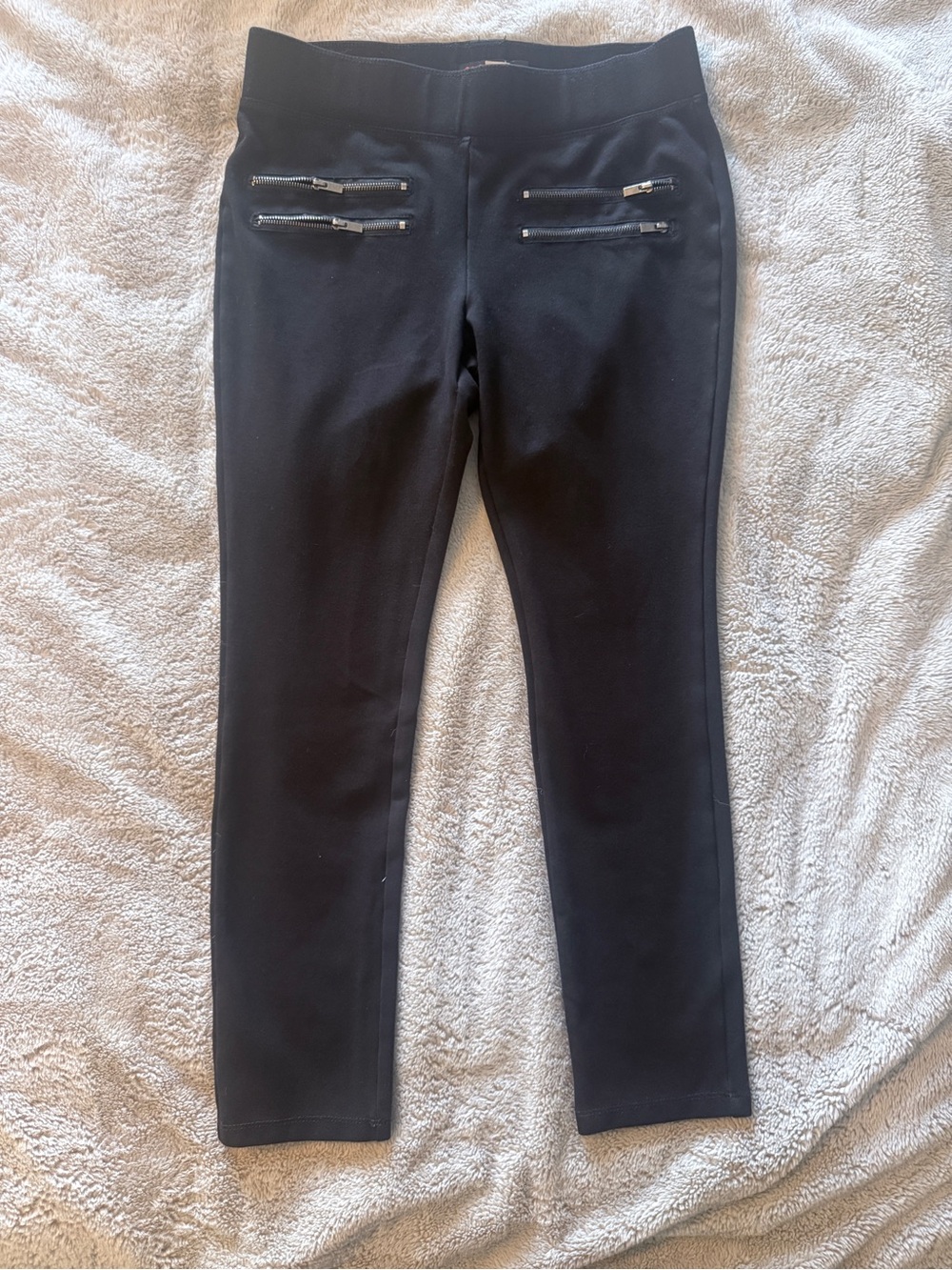 Ci Sono Women's Black Moto Jeggings with Front Zipper Accents - Size Large